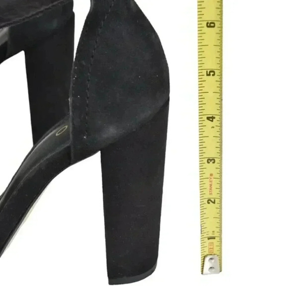 Aldo  Suede Ankle Strap Block Heel Black Strappy Sandal Open Toe Size 7.5 - Picture 6 of 11